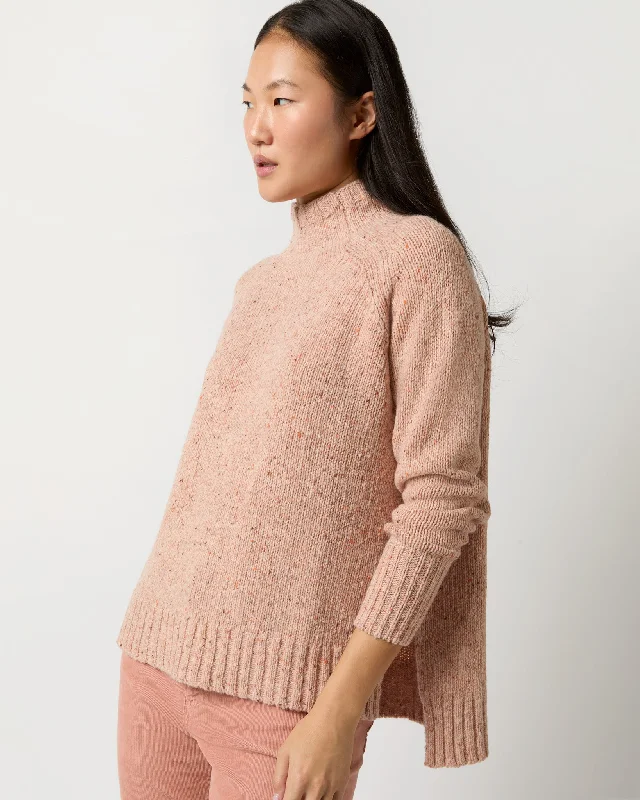 Marie Funnel-Neck Sweater in Melon Donegal Wool