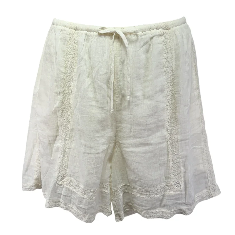 Lace Trim Drawstring Shorts By Free People In Cream, Size: S