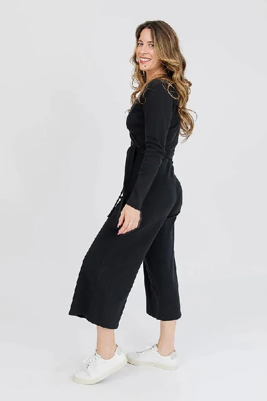 Final Sale Black Long Sleeve Rita Jumpsuit  by Mata Traders