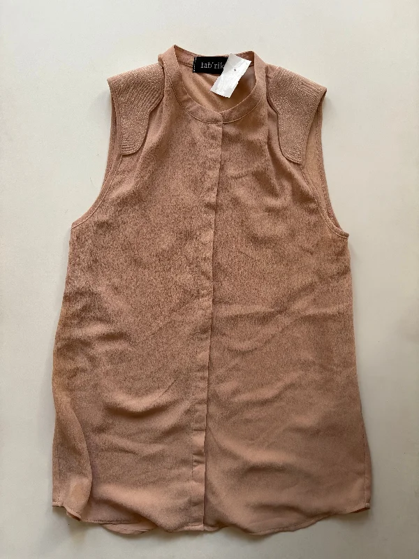 Blouse Sleeveless By Fabrik In Beige, Size: S