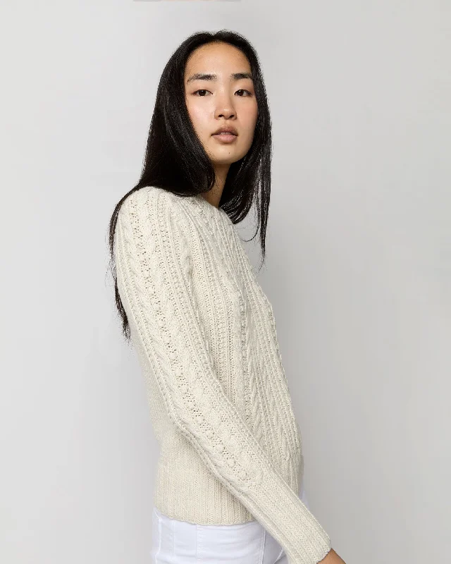 Emilie Sweater in Ivory Cotton/Baby Alpaca Blend