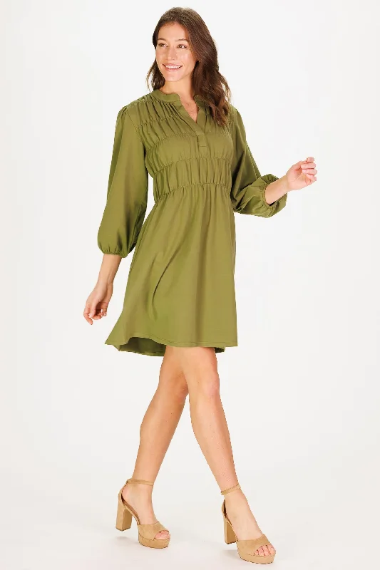 Hyacinth Dress in Moss Green