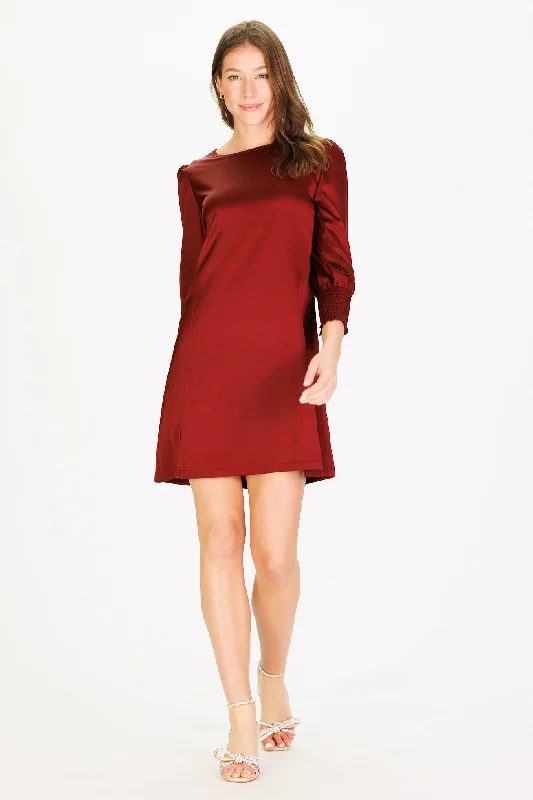 Maren Dress in Pinot Silky Stretch Satin