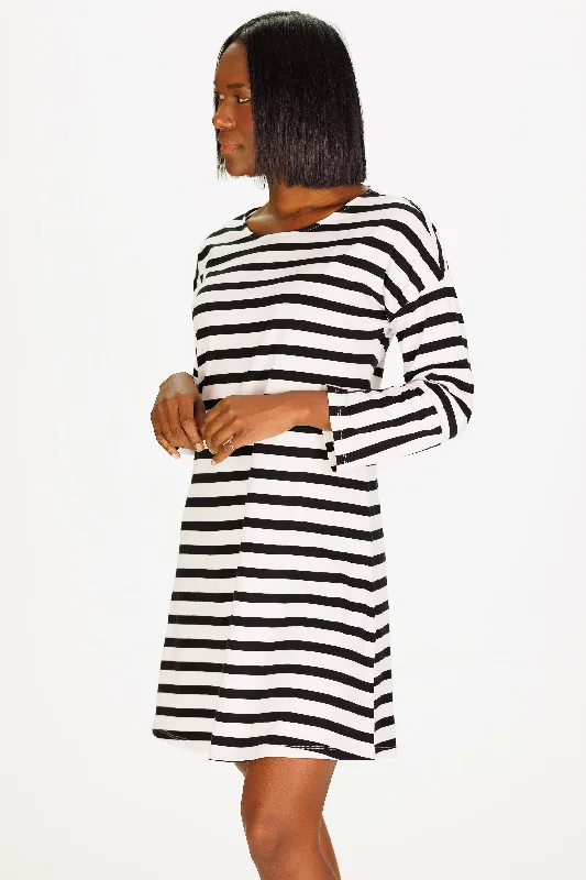 Nicole Dress in Black and White Stripe