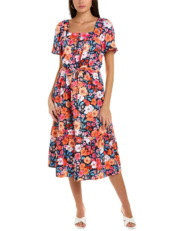 Draper James Satin Jacquard Midi Dress