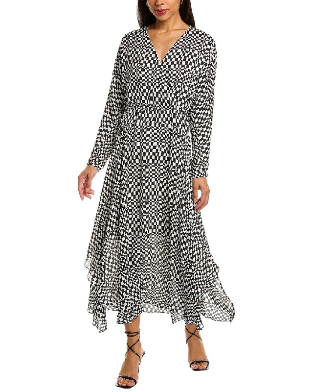 Elie Tahari Surplice Silk Midi Dress