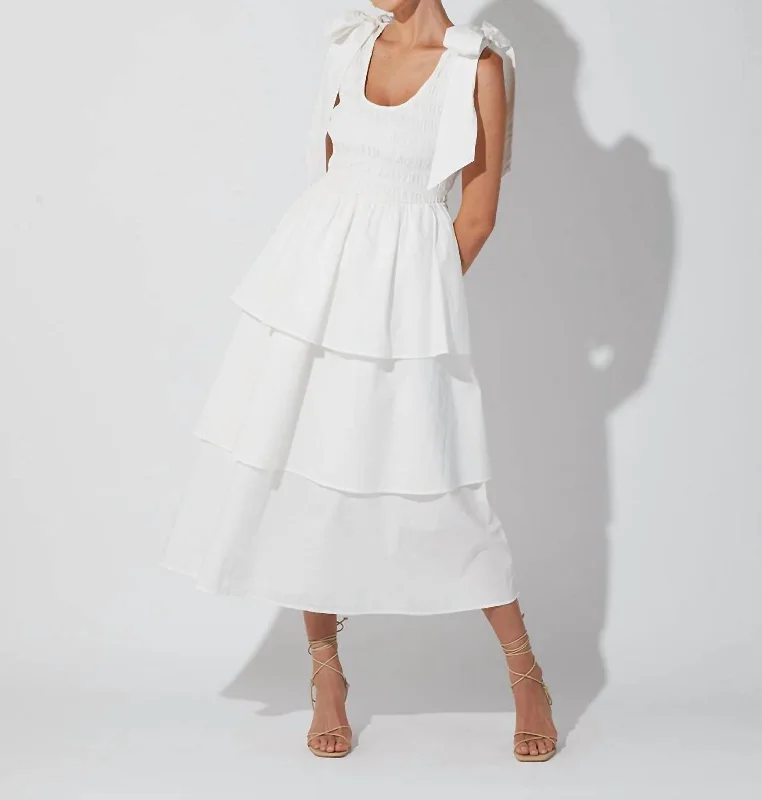 Kaiya Midi Dress In White