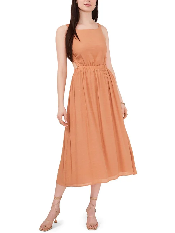 Womens Cut-Out Tea-Length Midi Dress