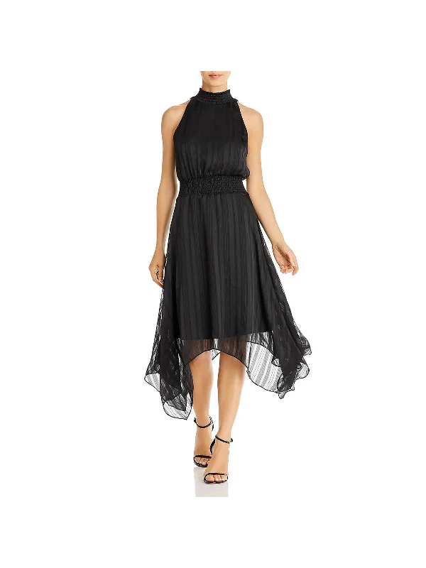 Womens Halter Midi Cocktail Dress