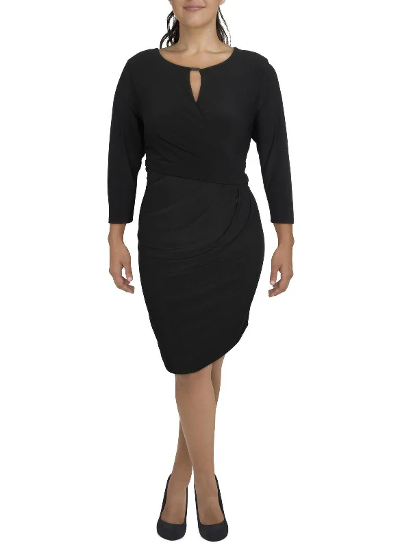 Womens Jersey Faux Wrap Midi Dress