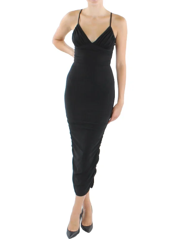 Womens Ruched Calf Midi Dress