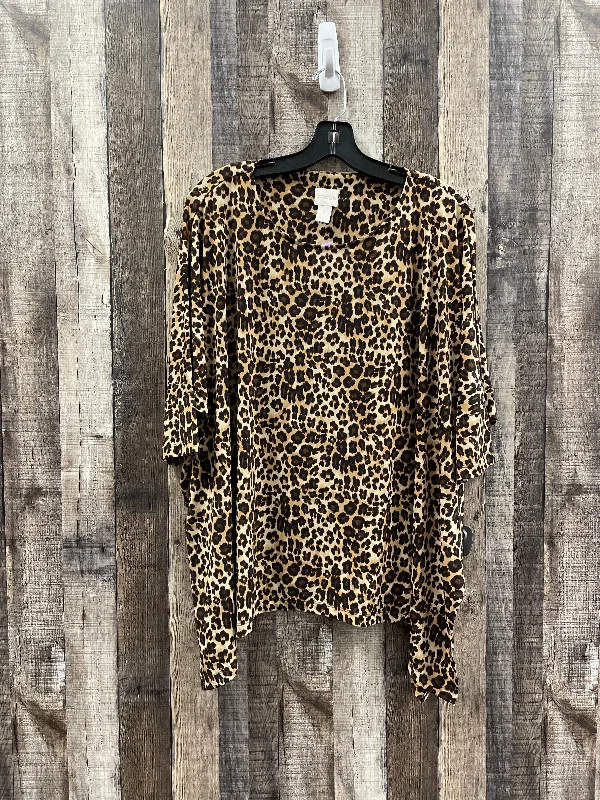 Animal Print Top Short Sleeve Chicos, Size M