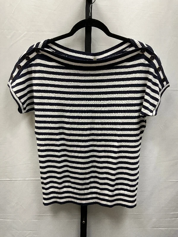 Blue & White Top Short Sleeve Talbots, Size Petite   S