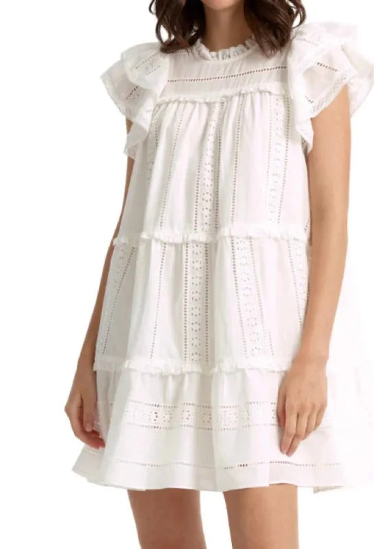 Eyelet Mini Dress In White