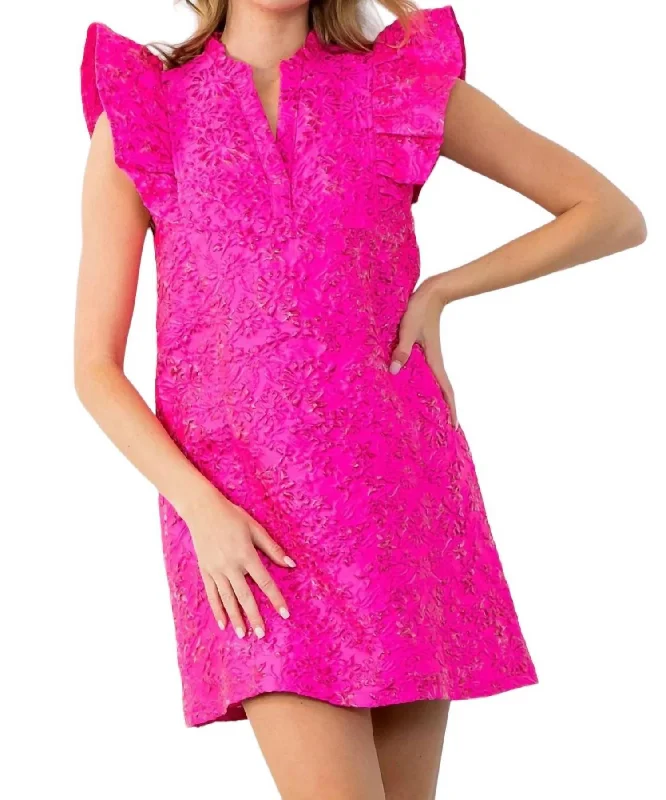 Flutter Sleeve Mini Dress In Pink