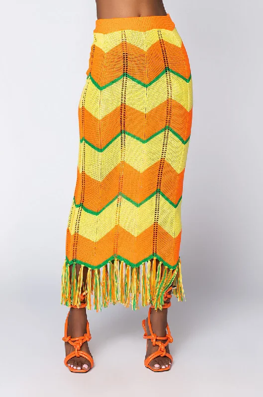 GRENADA ISLAND KNIT MIDI SKIRT YELLOW MULTI