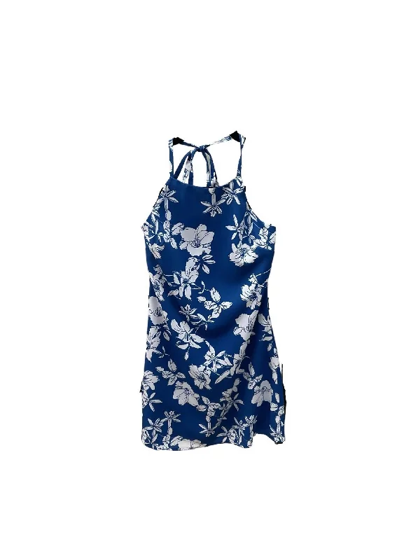 Halter Tie Floral Mini Dress In Royal