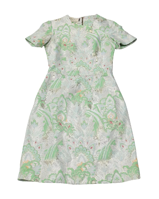 Marni Winter Edition 2012 Brocade Mini Dress in Green Polyester