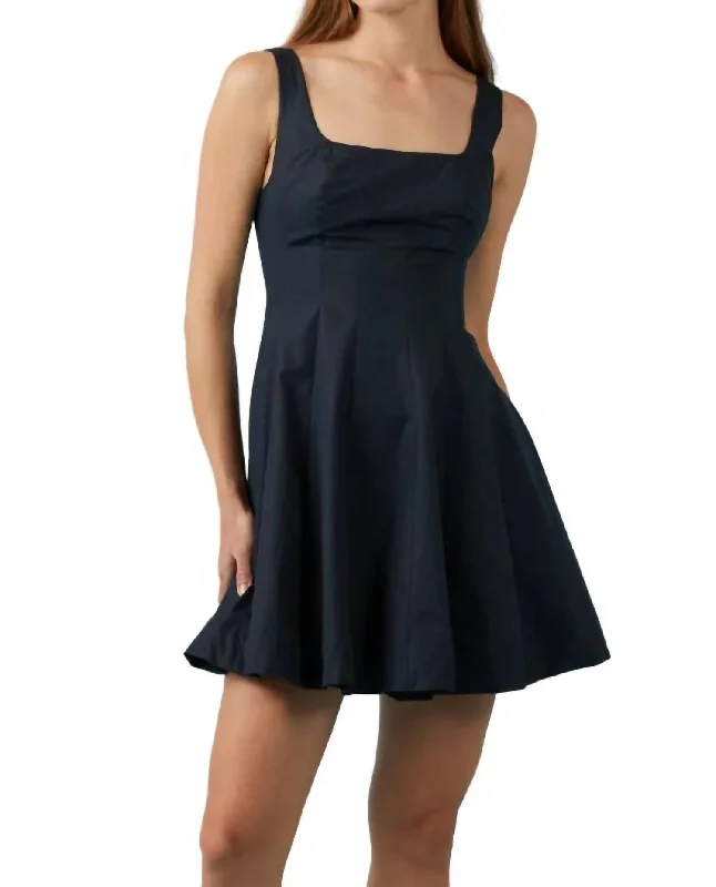 Mini Poplin Dress In Navy