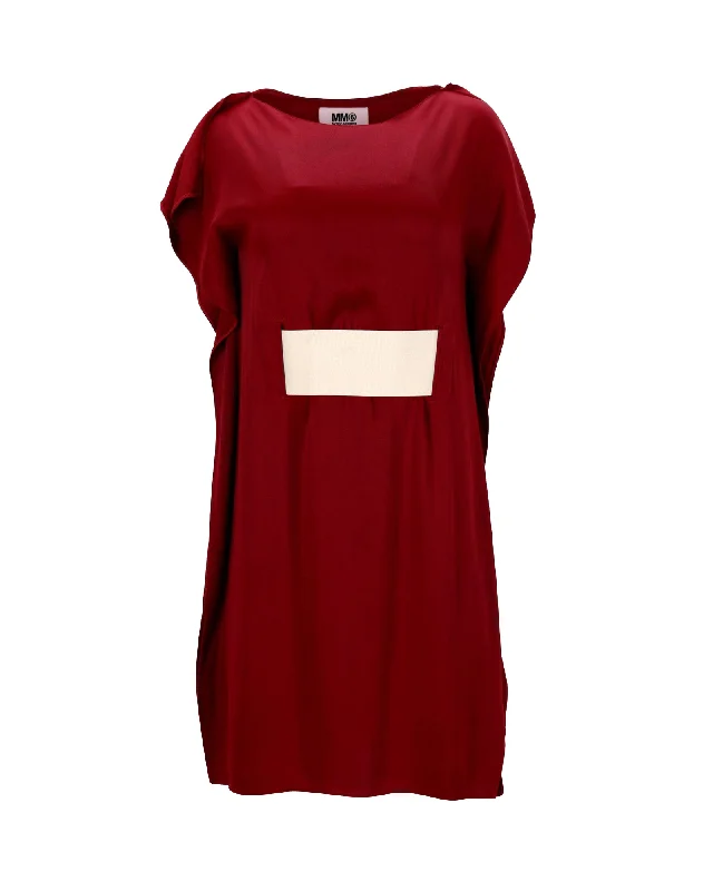 MM6 Maison Margiela Mini Dress in Burgundy Acetate