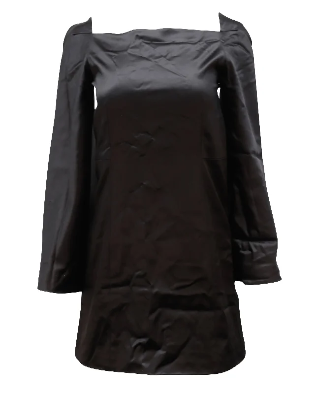 Rosetta Getty Square Neck A-line Mini Dress in Black Viscose