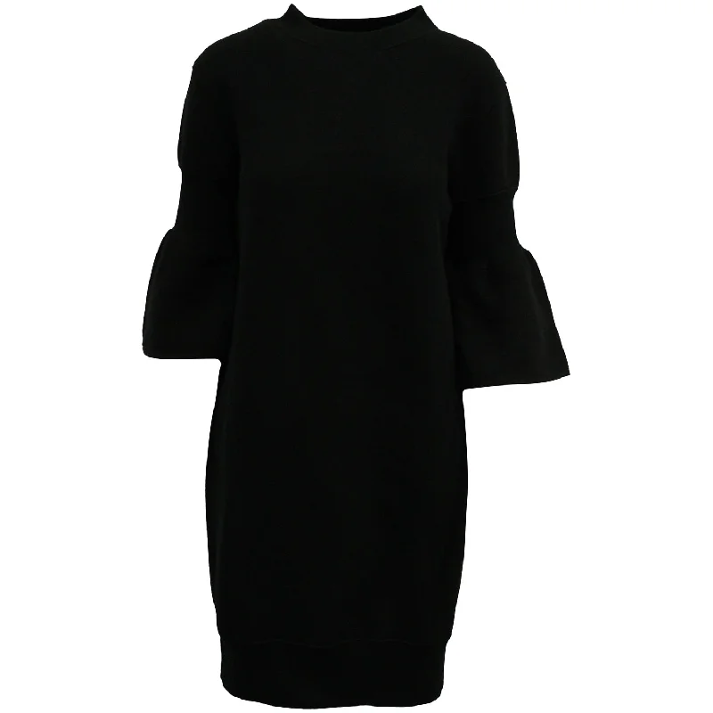 Sacai Crew Neck Mini Dress in Black Cotton