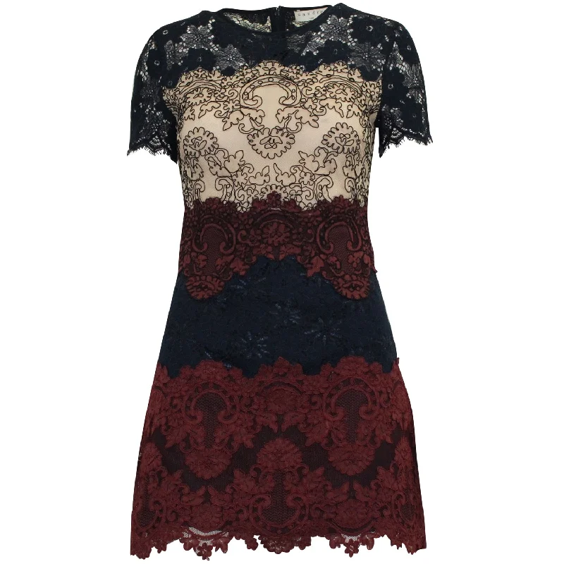 Sandro Lace Mini Dress in Multicolor Polyamide