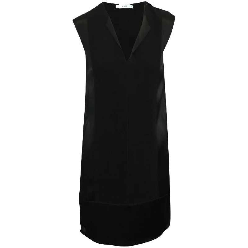 Vince Paneled Mini Dress in Black Viscose