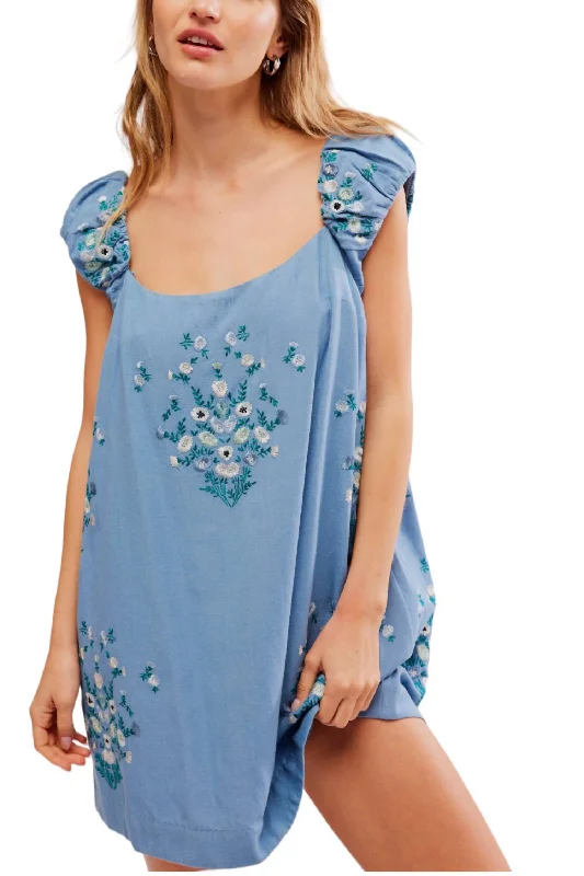 Wildflower Mini Dress In Copen Blue Combo