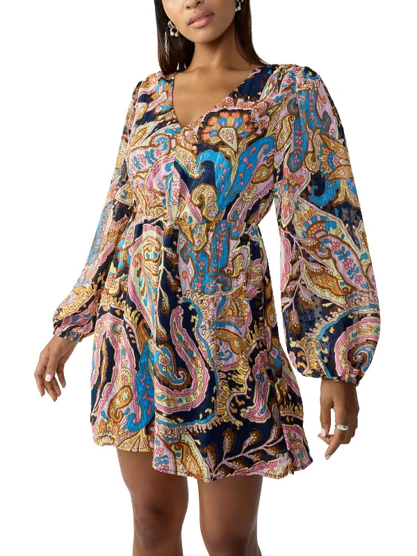 Womens Mini Paisley Fit & Flare Dress