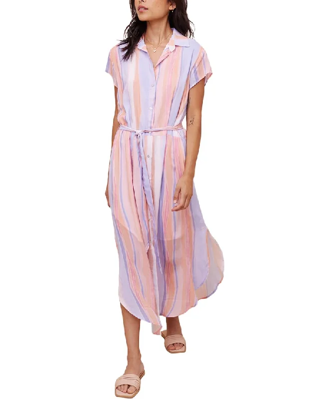 Bella Dahl Cap sleeve Rounded Hem Maxi Shirt Dress