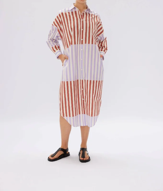 Chiara Stripe Maxi Dress In Rust/violet Light