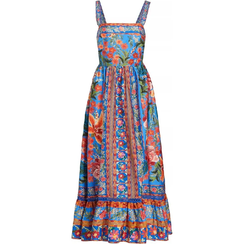 Farm Rio Women's Stitched Garden Tiered Maxi Dress