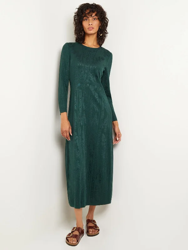 Fit-and-Flare Jacquard Knit Maxi Dress