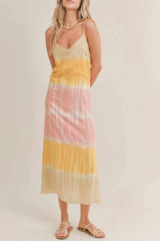 Free Spirit Tie-Dye Maxi Dress In Pink Multi