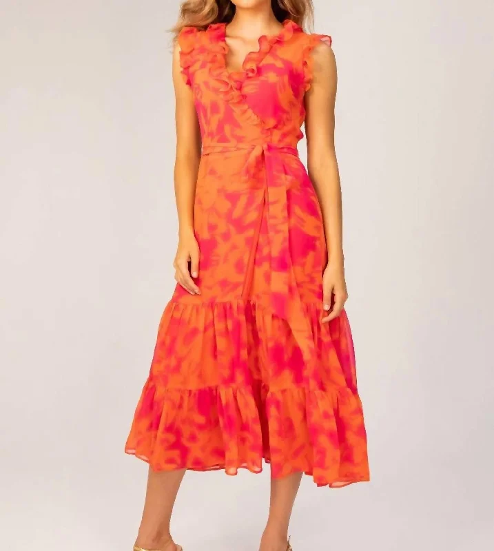 Giselle Maxi Dress In Pink + Orange