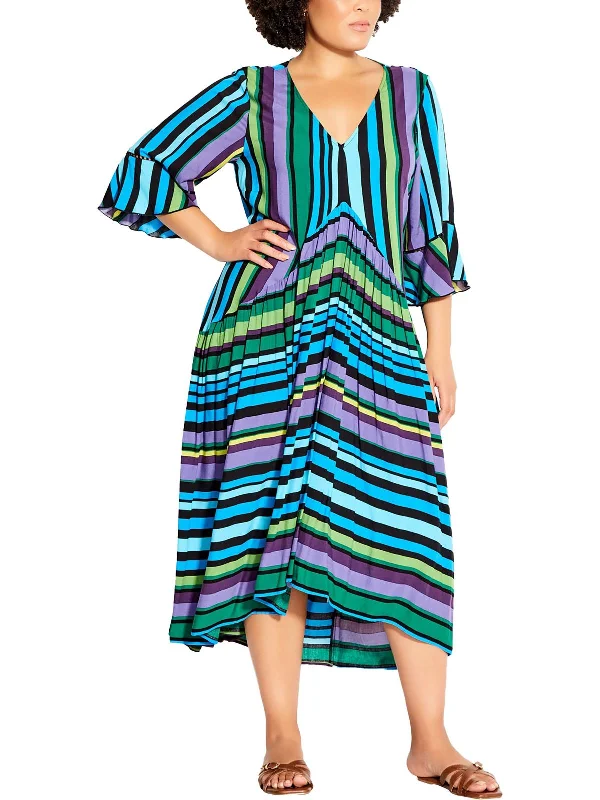 Plus Valencia Womens Cotton Bell Sleeve Maxi Dress