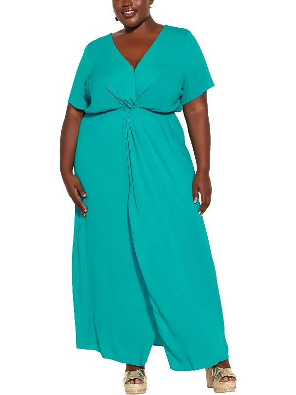 Plus Womens Knot Front Long Maxi Dress