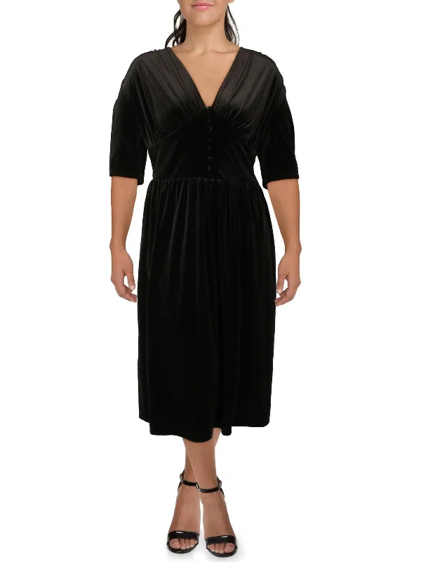 Plus Womens Velvet Maxi Cocktail and Party Dress