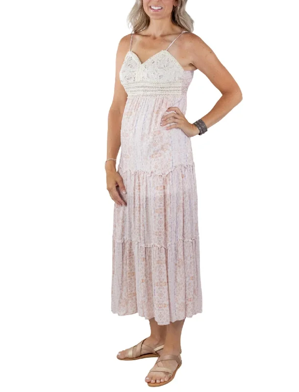 Sienna Crochet Maxi Dress In Mauve