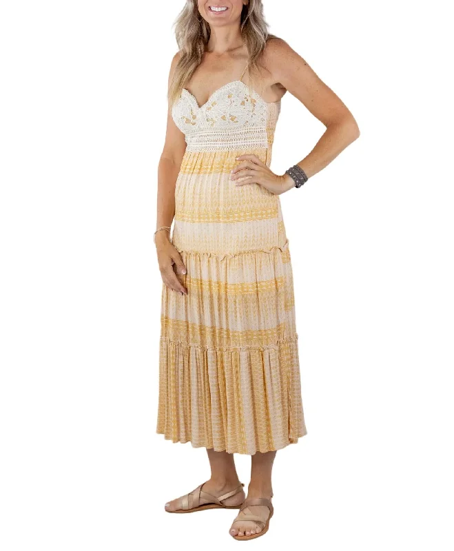 Sienna Crochet Maxi Dress In Yellow