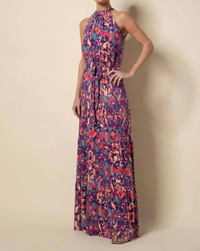 Violet Maxi Dress In Large Ikat Melange