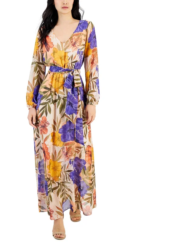 Womens Chiffon Floral Maxi Dress