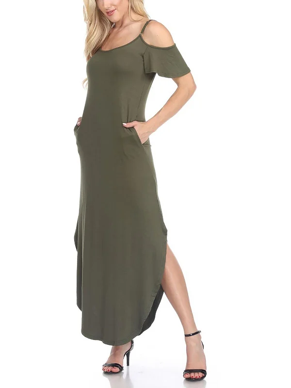 Womens Cold Shoulder Long Maxi Dress