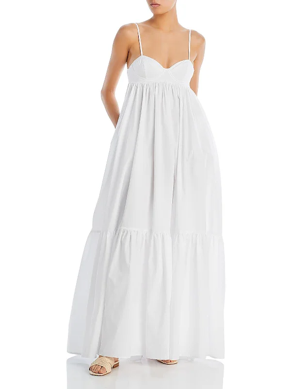 Womens Cut-Out Back Cotton Maxi Dress