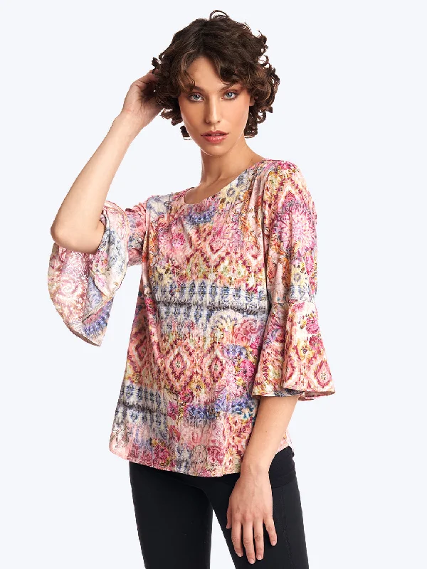 Tianello print "Eileen" Cotton Knit Burnout "Trey" Tunic