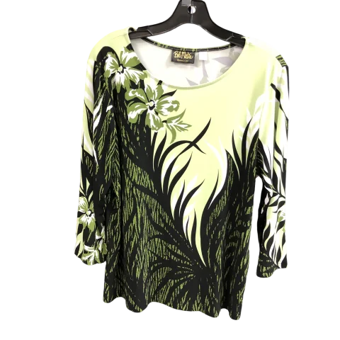 Top 3/4 Sleeve By Bob Mackie Qvc In Black & Green, Size: M