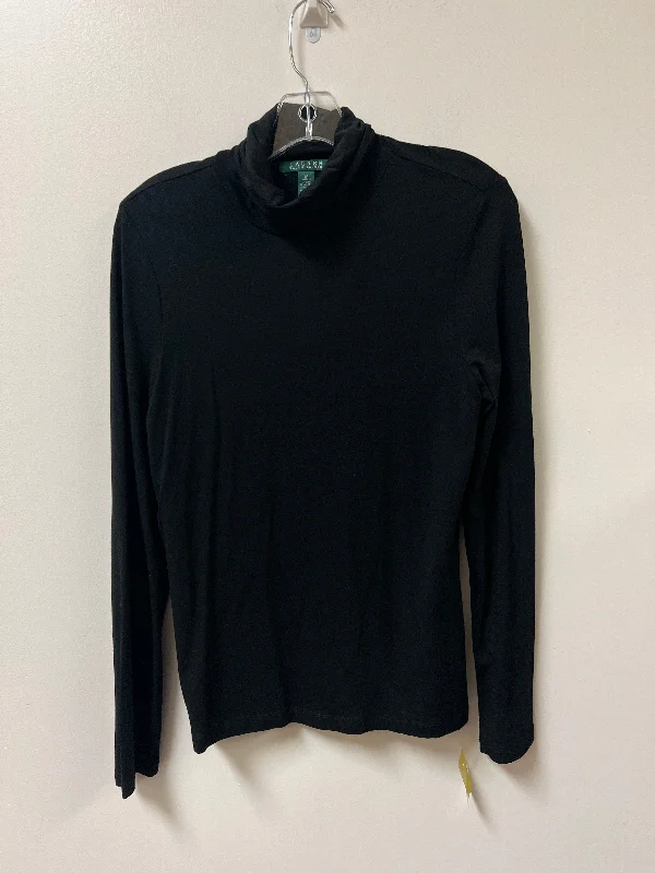 Top Long Sleeve Basic By Lauren By Ralph Lauren In Black, Size: M