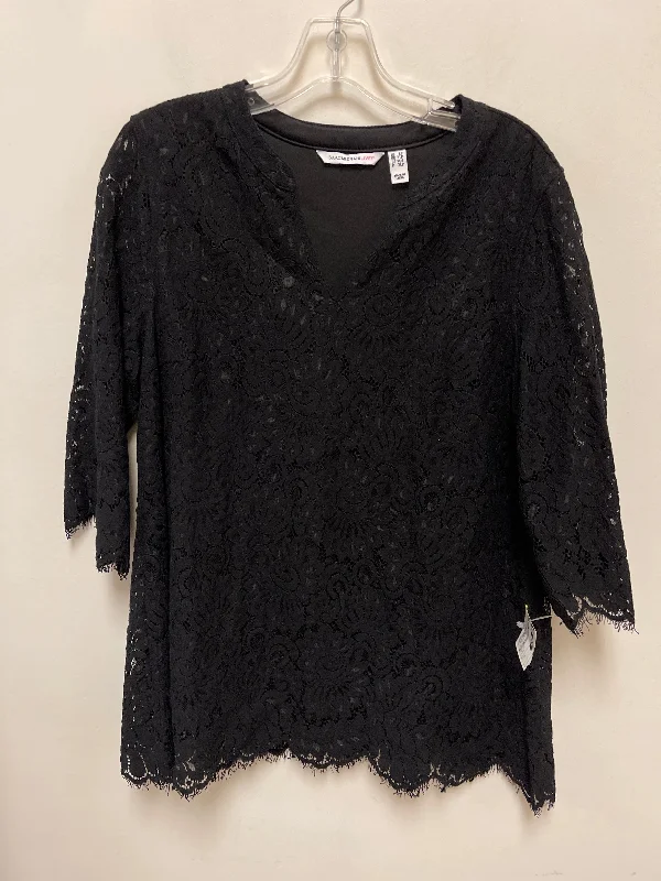 Top Long Sleeve By Isaac Mizrahi Live Qvc In Black, Size: L