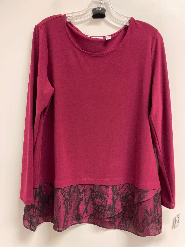 Top Long Sleeve By Susan Graver In Red, Size: L